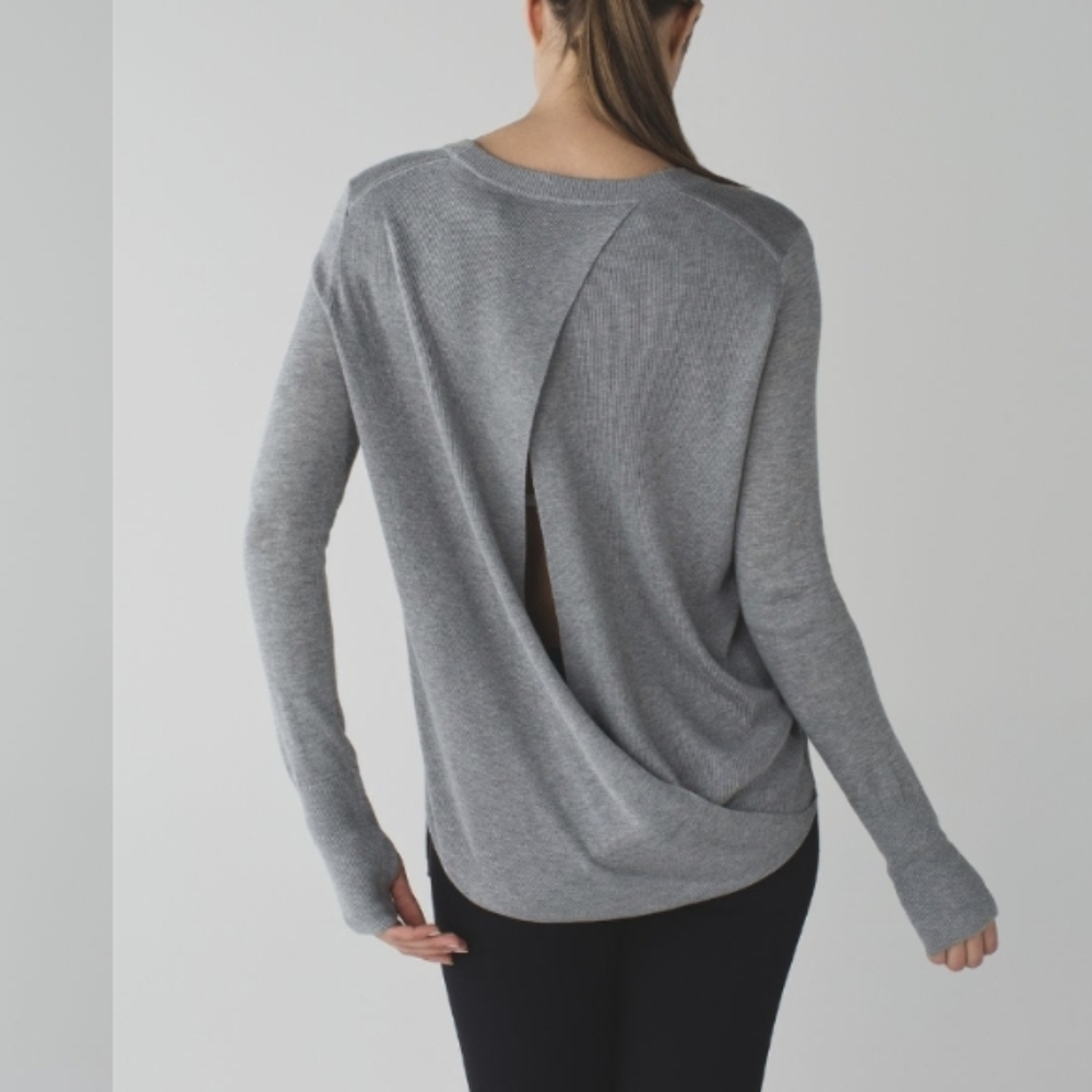 Lululemon Bring it Backband Sweater cashmere blend tencel heather grey size 6